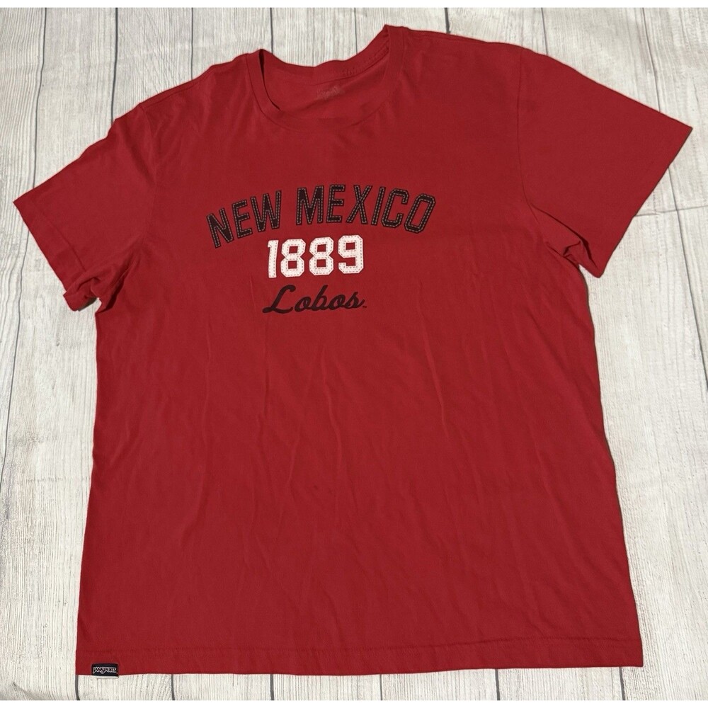 New Mexico Lobos Football Graphic T Shirt Jansport Size XXL 2XL Red Two Sided